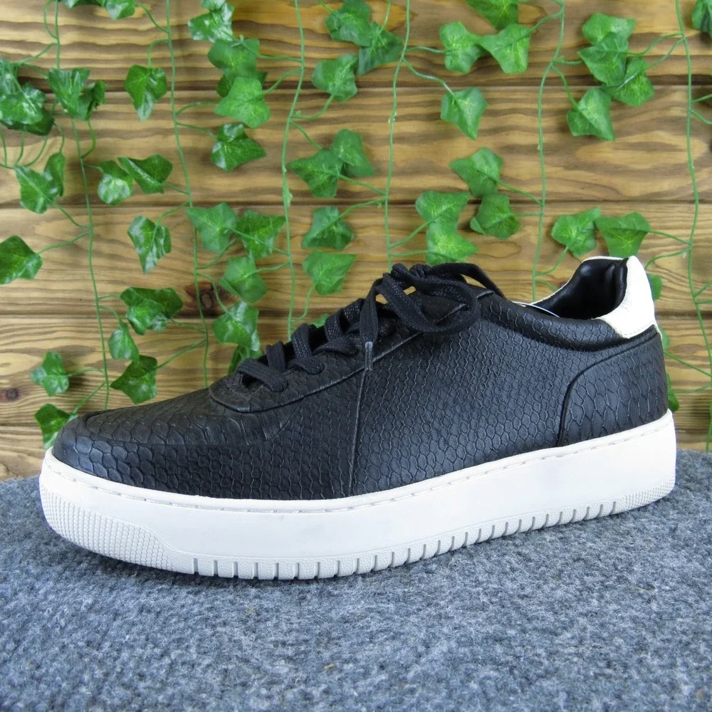 Zara Man Black Snake Texture Sneakers Men's Size 41M White Heel Casual Shoes